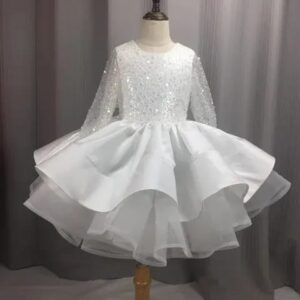 Elegant White Flower Girl Dress