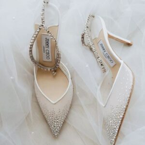 Crystal-Embellished Mesh Pointed Slingbacks