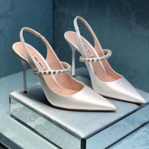 Silk Satin Jewel-Strap Bridal Pumps