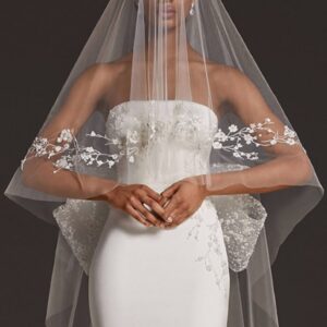 Ethereal Floral Appliqué Cathedral Veil